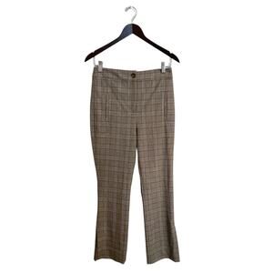 Veronica Beard Arte Flared Ankle Pants Brown Multi Houndstooth Plaid Size 4
